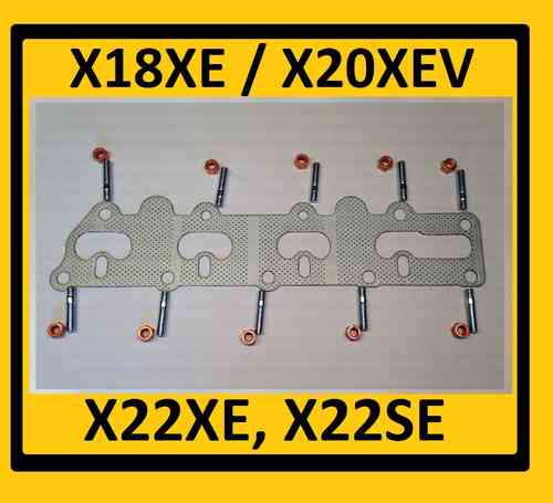 X18XE, X20XEV Abgaskrümmerdichtung + Bolzen + Kupfermutern 10St.